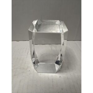 3D Laser Etched‎ Lead Crystal Glass Cube Paperweight Of 2 Dolphin Globe With Box